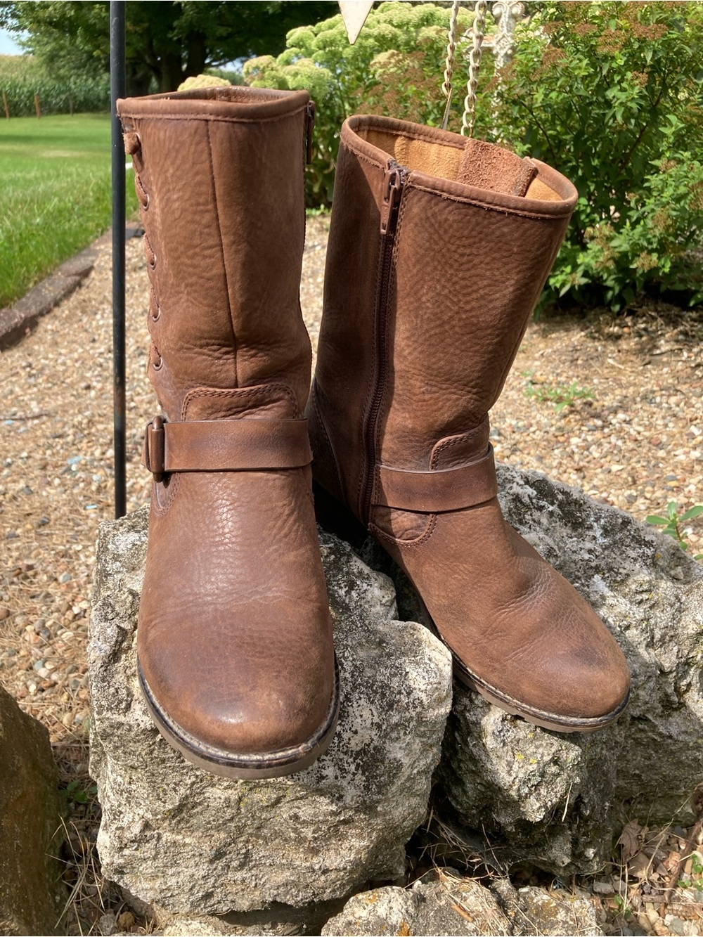 Sofft Size 7.5 Belmont brown leather mid calf moto engineer style boot